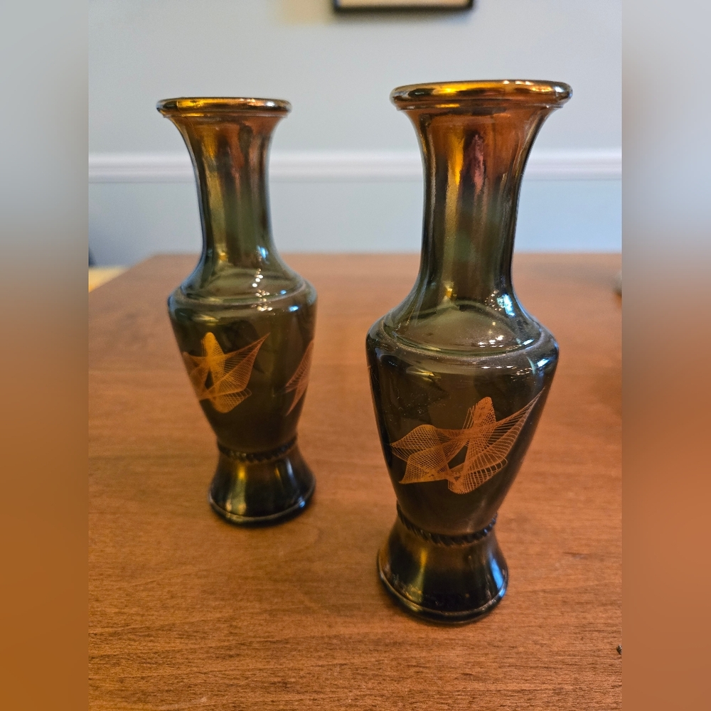 Midcentury modern smoked glass bud vase / bottle - 1960s / 1970s - Wheatonware